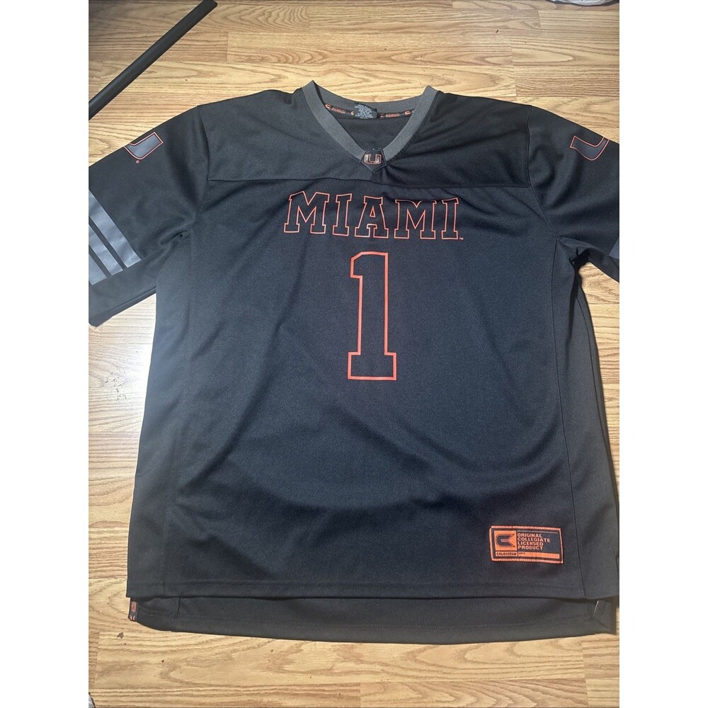 Men’s Vintage Colosseum Athletics Miami Hurricanes Jersey Sz 2XL XXL Blackout